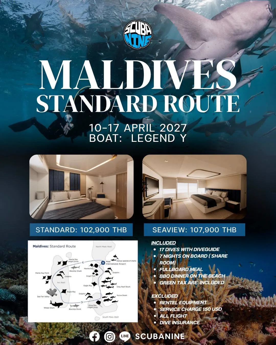 ทริปดำน้ำ Maldives ที่ Standard Route เรือ Legend Y